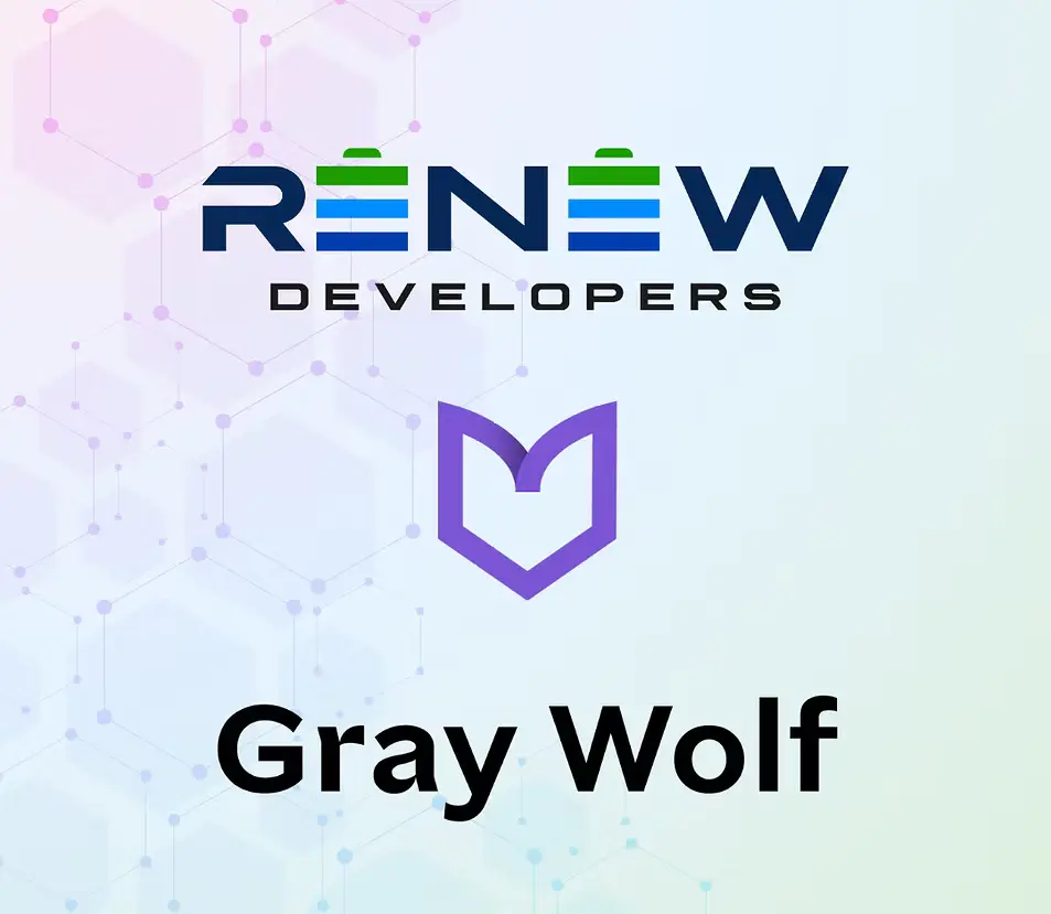 ReNew Developers and Gray Wolf Data Centers partnership branding and data center imagery